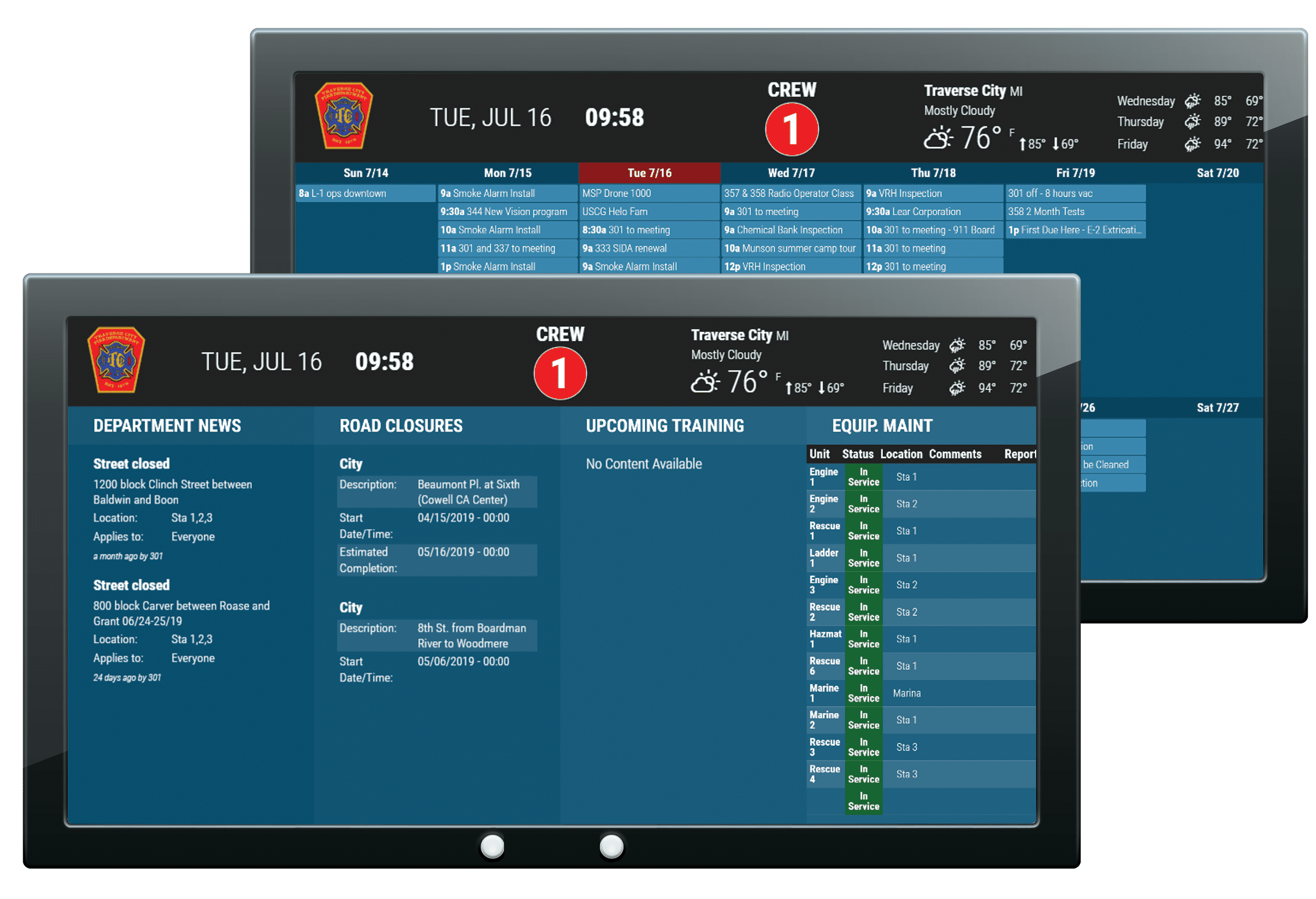 Traverse City Fire Department Installs First Arriving Dashboards to ...