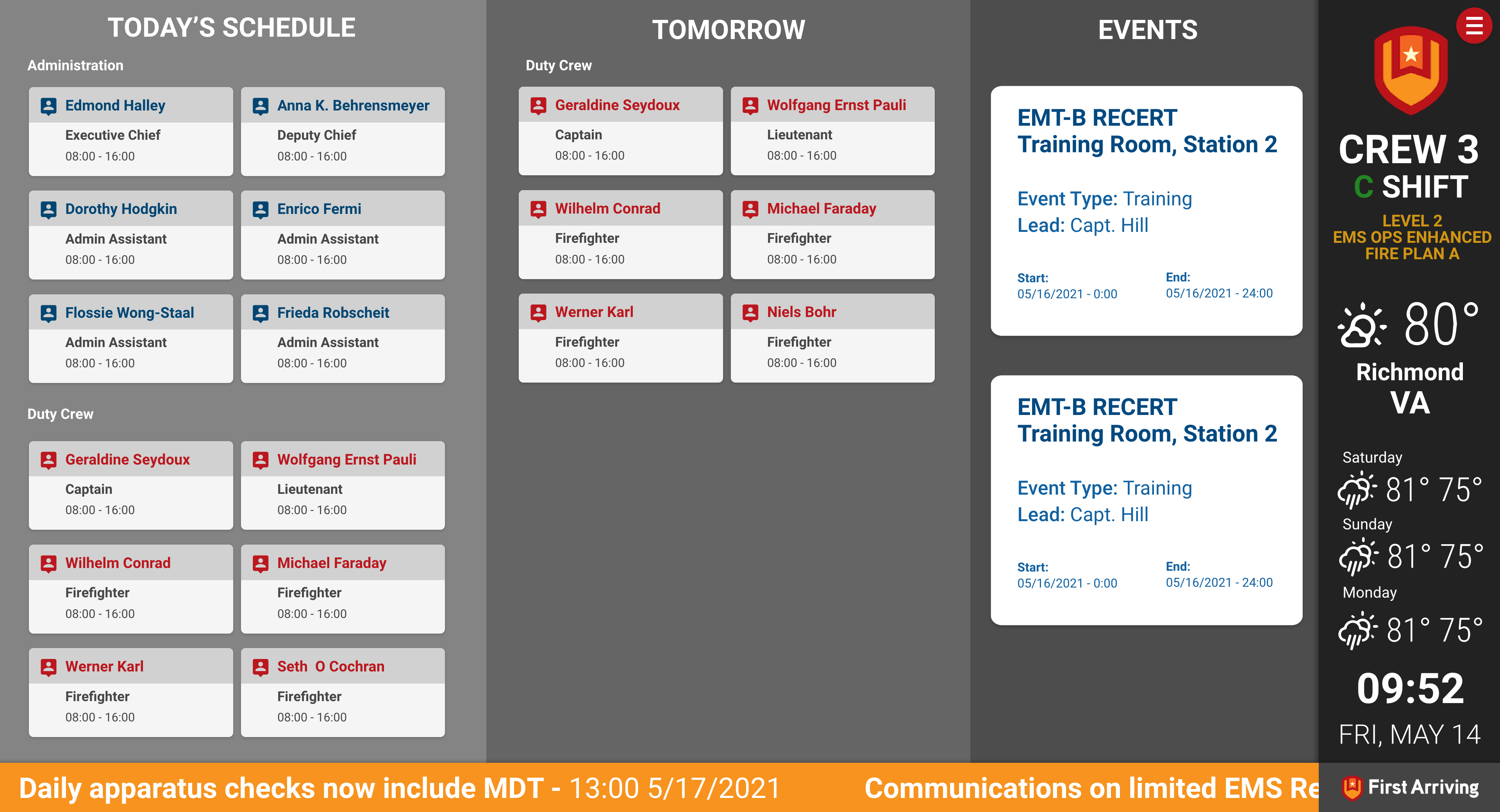 Digital Signage & Dashboards for Fire Departments & EMS - First Arriving